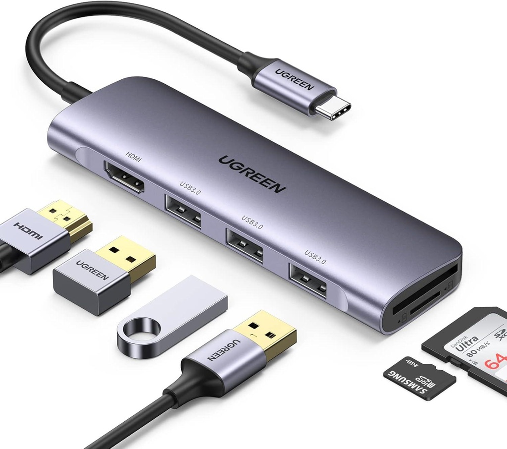[CM511-15596] UGREEN USB-C To HDMI + 3*USB 3.0 A + PD Power Hub