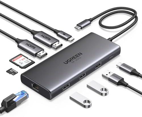 [CM639-35625] UGREEN USB-C to 2*HDMI + DP + 2*USB-C3.2 + 2*USB-A3.2 + PD Dock