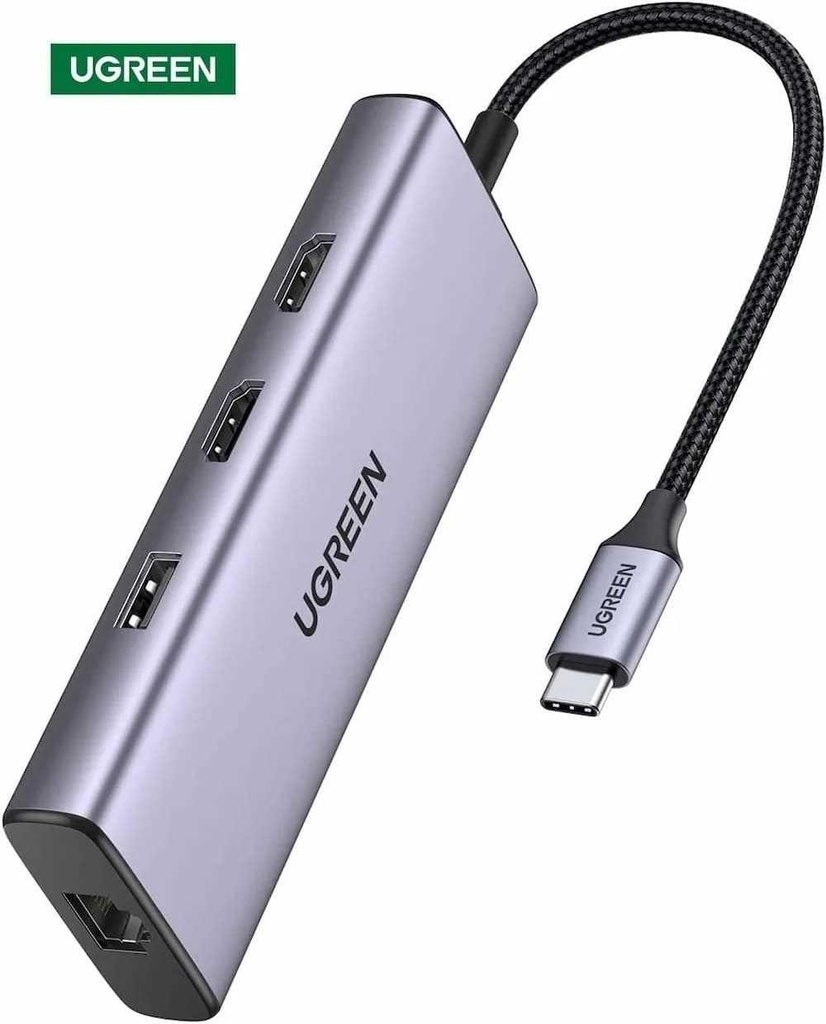 [CM681-15978] UGREEN USB-C 2*HDMI + DP + 2*USB-A3.2 + USB-C3.2 + 2*USB-A3.0 + RJ45 + SD/TF + 3.5mm + PD4k@60Hz Dock