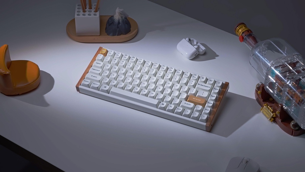 [K2H-Q1] Keychron K2 HE 75% Magnetic Switch Hot-Swap Gateron Dbl-Rail Nebula Switch RGB Wireless Keyboard - White (Wood + Al)