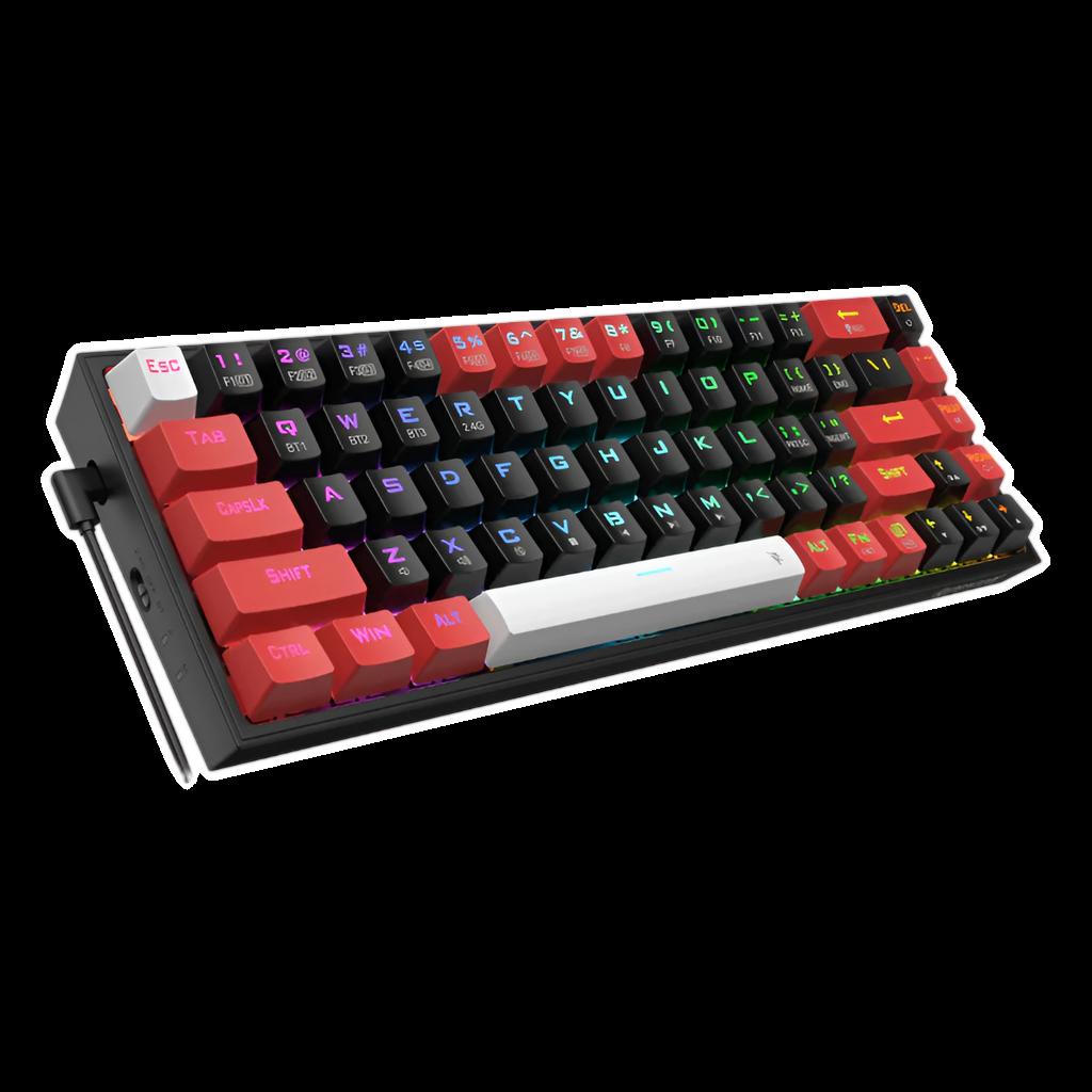 [RD-K631RGB-PRO-BRW] REDRAGON Castor Pro 68Key Wireless Red|Black|White KeyCap Bluetooth RGB Red Switch - Black|Red