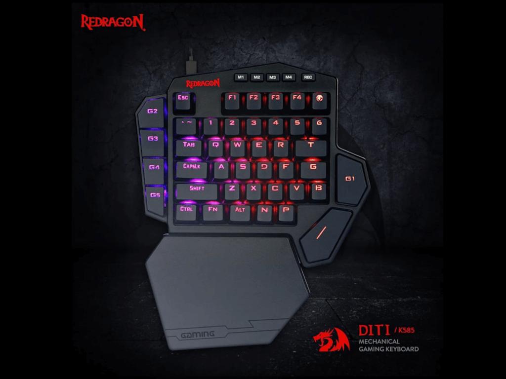 [RD-K585RGB-PRO] REDRAGON Diti Elite Pro One-Handed RGB Wireless Mechanical Gaming Keyboard - Black