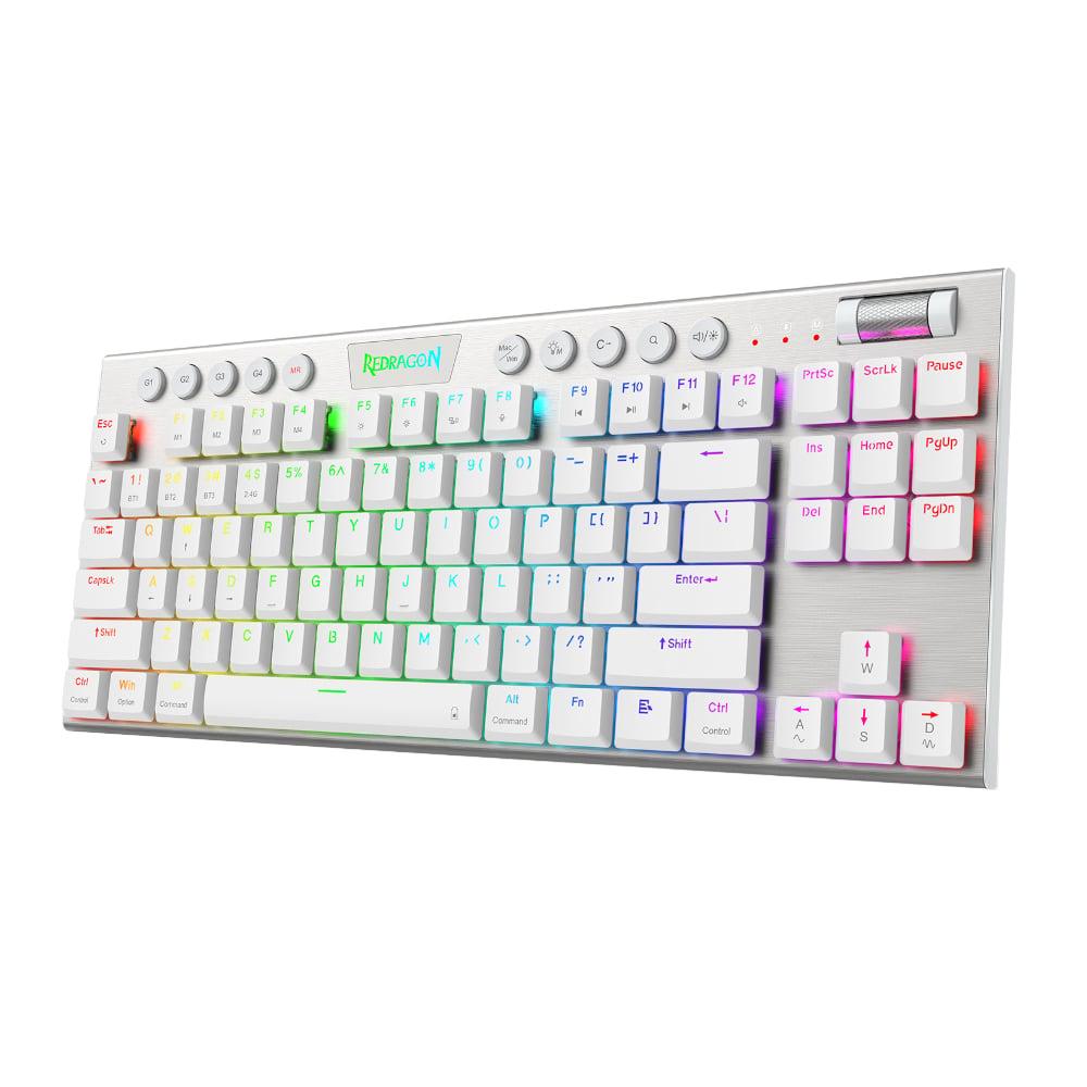 [RD-K621W-RGB-PRO] REDRAGON HORUS PRO TKL RGB LED SUPER-SLIM ALU FRAME - White