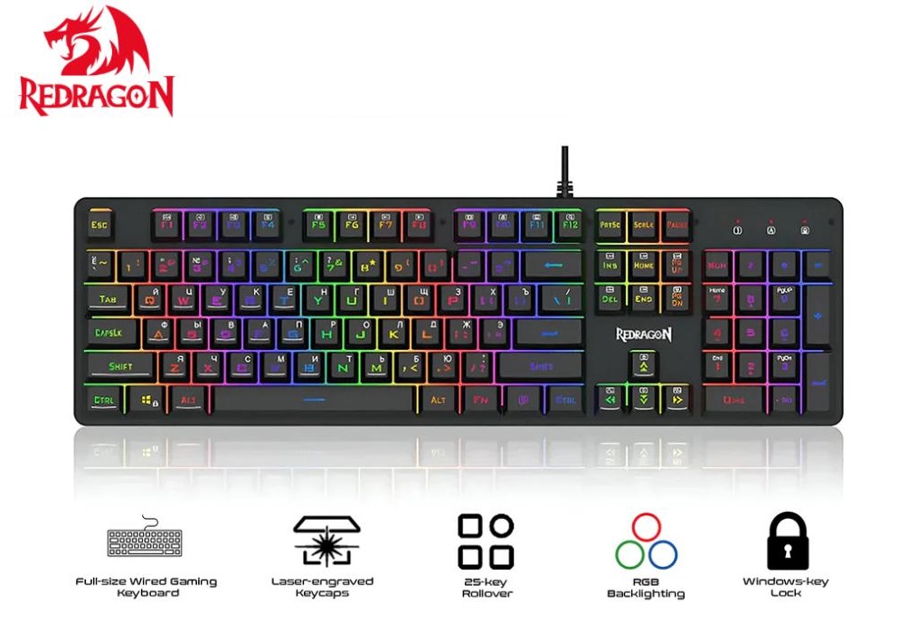 [RD-K521-RGB] REDRAGON Membrane Wired Gaming Keyboard
