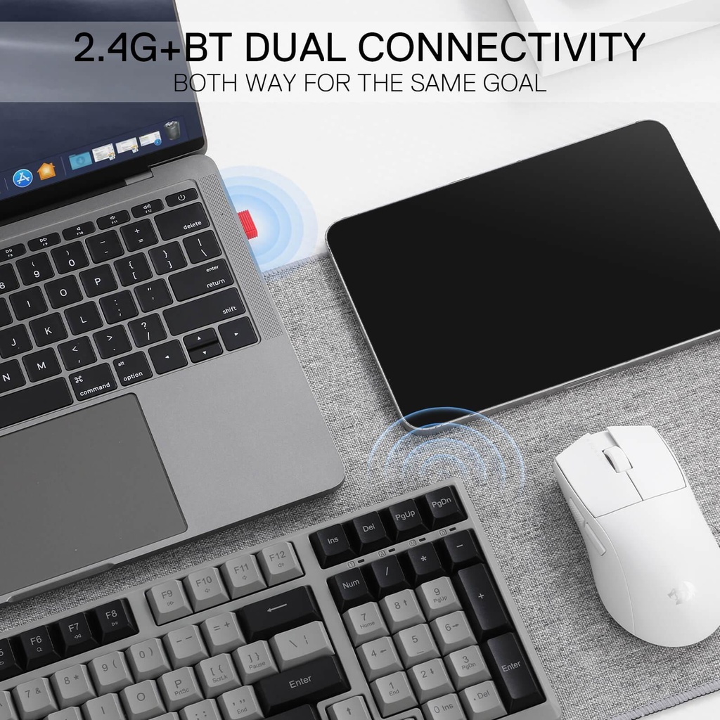 [RD-BK-7111] REDRAGON Wireless 2.4G and BT Scissor key structure Keyboard - Black and White