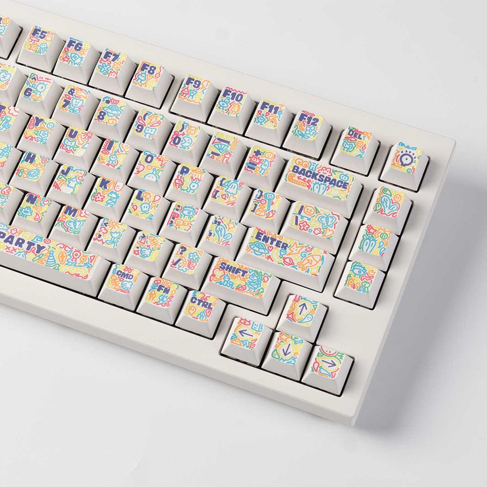 [T48] Keychron Cherry Profile Dye-Sub PBT Full Keycap Set - Graffiti Party