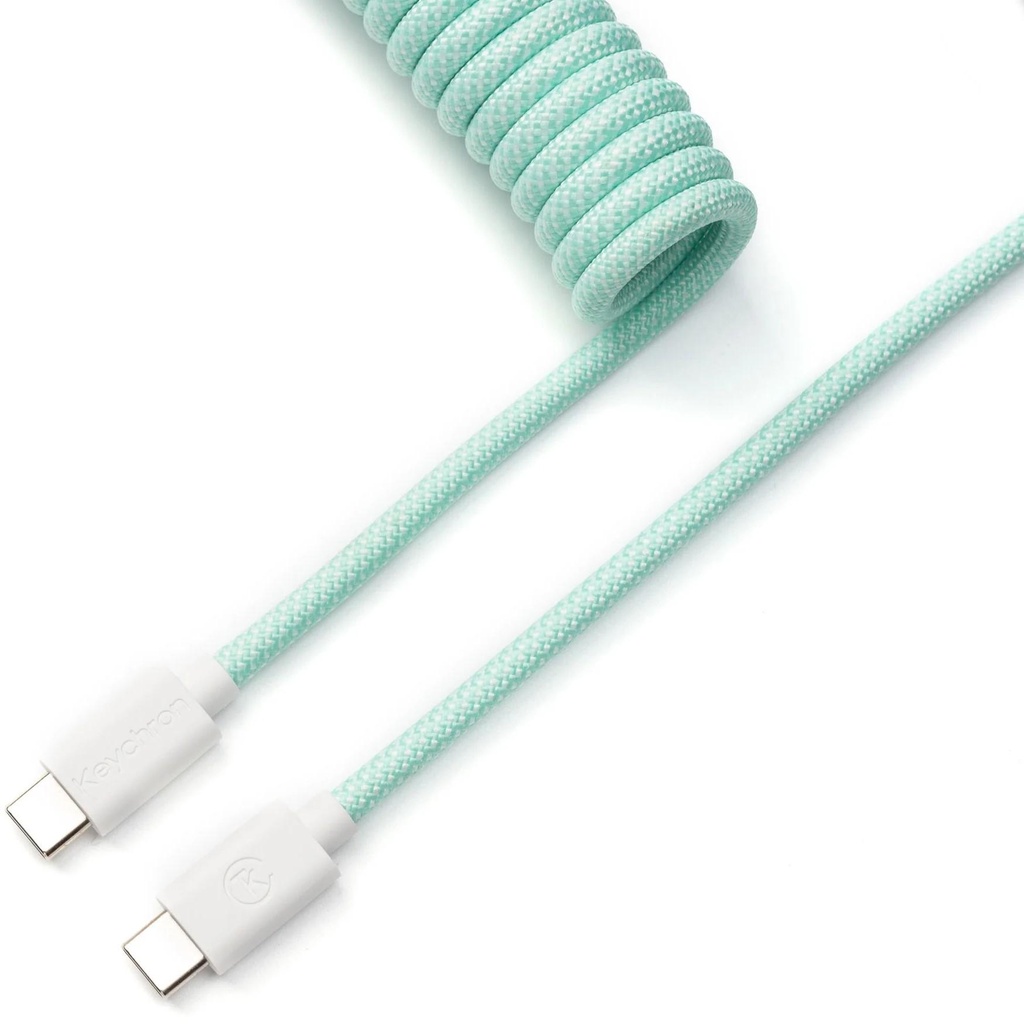 [CAB-18] Keychron Coiled Aviator Cable - Mint/Straight