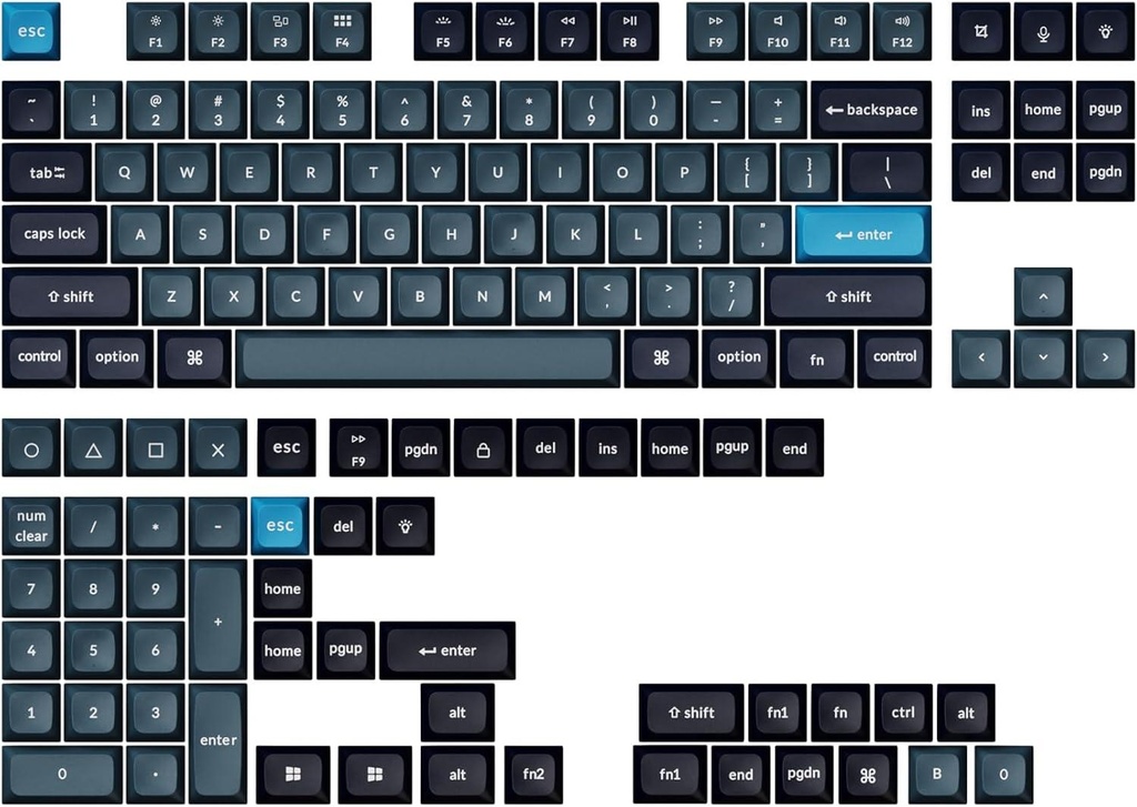 [PBT-45] Keychron double Shot KSA PBT Keycap Full Keycap Set - Dark Gray and Grayish Blue