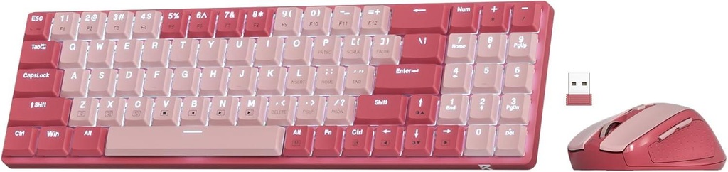 [RD-BS-8772RP] REDRAGON Wireless Mechanical Keyboard and Mouse Combo - Red and Pink